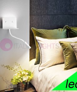 LEVEL Lampada a Parete Bianca a LED con faretto e presa USB