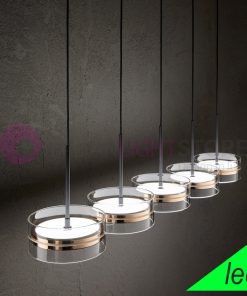 AERE NERO ORO Sospensione Lineare 5 Luci LED Design Moderno